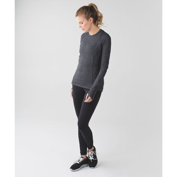 Lululemon Runderful Long Sleeve | Heathered Herringbone Black Rulu Top Sz 6- EUC - Picture 1 of 12